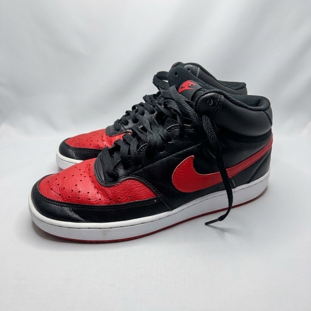 Nike Court Vision Mid Mens 9 Black Red White Sneakers DM8682-001